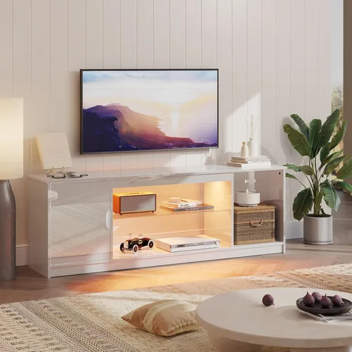 Vista 14 de Bestier - Soporte LED para TV de 57 pulgadas, luz RGB, mármol negro