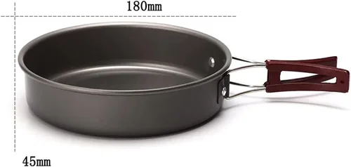 Vista 2 de Sartén mediana antiadherente de aleación de aluminio con mango plegable para acampar al aire libre picnic senderismo