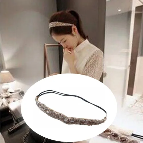 Vista 5 de Honkenda Diademas hechas a mano con diamantes de imitación de cristal para mujer, diseño bohemio, elástico, a la moda, bandas para el cabello