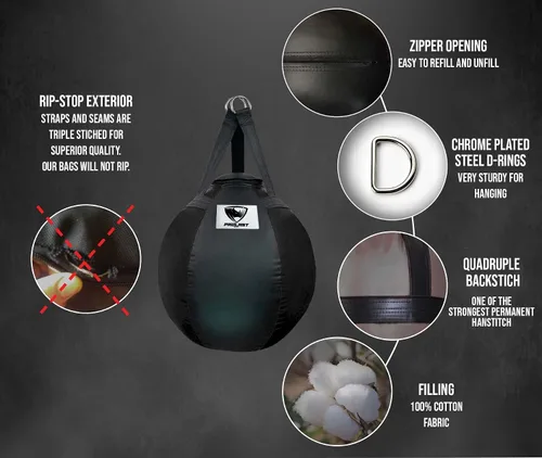 Vista 2 de Wrecking Ball Heavy Punching Bag for Adults, Hook and Uppercut, Body Snatcher, Boxing, MMA, Muay Thai, 65 lbs