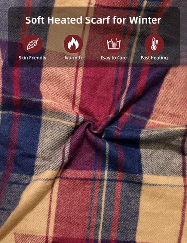 Vista 4 de Heated Scarf for Women Include Rechargeable Battery, Winter Electric Neck Scarf for Cold Weather Púrpura