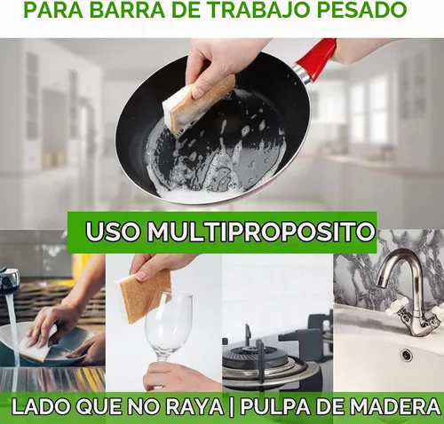 Vista 5 de PANYEE Esponja de cocina natural biodegradable, esponjas ecológicas para platos,Esponja de celulosa compostable con limpiador sostenible de nuez