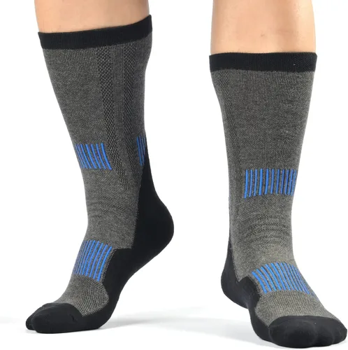 Vista 7 de WindCrosser Men's Padded Cushioned Anti Odor Compression Crew Mid Calf Cotton Hiking Trekking Socks