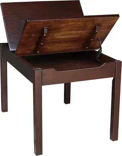 Vista 10 de IC International Concepts Mesa juvenil con tapa elevable, almacenamiento oculto, construcción de madera duradera, ideal para salas