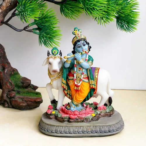 Vista 6 de alikiki Estatua hindú de Dios Señor Krishna – 5.7 pulgadas de alto, escultura de ídolo de la India Krishna, regalos para amigos indios, familia