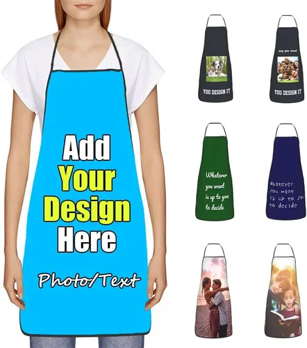 Vista 38 de Delantal Personalizado, Diseña Tu Propio Delantal de Cocina para Cocinar, Sube Tus Fotos Favoritas Logo, Añade Cualquier Nombre o Texto
