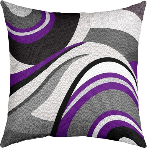 Vista 35 de Paquete de 4 fundas de almohada para exteriores, color rojo burdeos, juego de fundas de cojín geométricas cuadradas de color marrón y gris