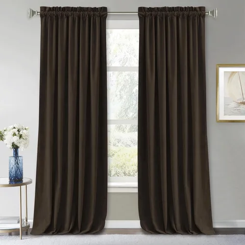 Vista 48 de RYB HOME Cortinas opacas de terciopelo para dormitorio, aislamiento térmico, privacidad, luz solar, bloqueo de calor, cortinas lujosas con bolsillo