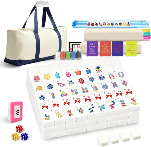 Vista 10 de Deluxe American Mahjong - Juego de 166 azulejos de diseño único