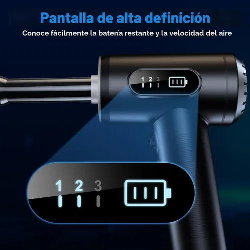 Vista 4 de Soplador de Aire Comprimido - 3 Velocidades Ajustables 100000RPM Soplador de Aire Eléctrico con Luz LED, Soplador de Aire Inalámbrico Recargable