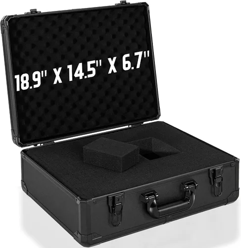 Vista 10 de Estuche de transporte de 11 pulgadas con espuma precortada en cubitos personalizable, carcasa de aluminio, construcción robusta de aleación