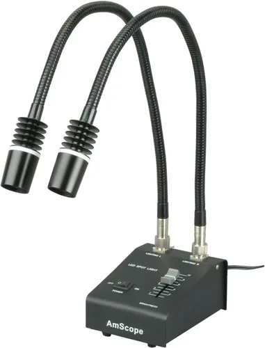 Vista 3 de AmScope Iluminador LED de doble cuello de cisne de 6 vatios