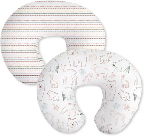 Vista 12 de Little Grape Land Juego de 2 fundas de almohada de algodón para lactancia, suaves y transpirables, extraíbles para almohadas de alimentación, fundas