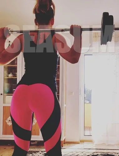 Vista 4 de SEASUM - Leggings de yoga para mujer, con retazos en forma de corazón y cintura alta, para entrenamiento, acondicionamiento físico, gimnasio