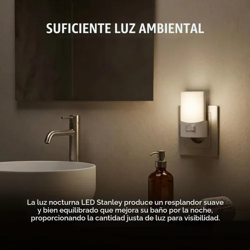 Vista 2 de Stanley CF2-LED 32251 Luz nocturna LED enchufable con interruptor de encendido/apagado