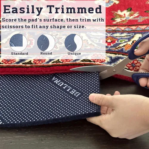 Vista 4 de DELLUNA Non-Slip Area Rug Pad 1/4" Thick Double Side Rubber + Felt, 2'x3' Premium Deluxe Cushioned- Safe for All Floors, Adds Comfort and