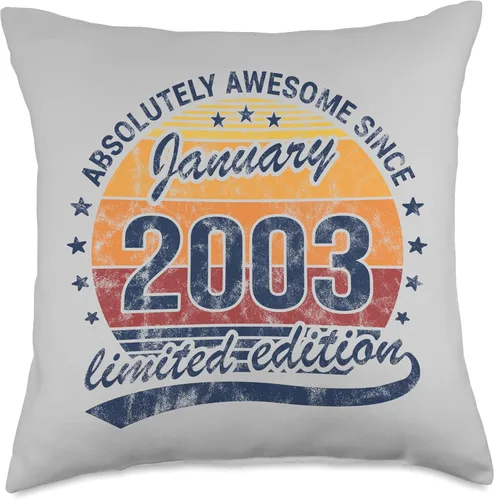 Vista 5 de Awesome Since 2003 Limited Edition Retro Birthday So Absolutely Awesome Since January 2003 - Almohada de cumpleaños para hombre y mujer, 16 x 16