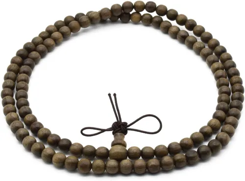 Vista 2 de Zen Dear Pulsera unisex de ébano enterrado con cuentas de oración budista de Buda