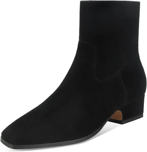 Vista 5 de Women's Ankle Boots Square Toe Low Chunky Block Heel Booties Comfortable Short Boots Side Zipper Booties Shoes