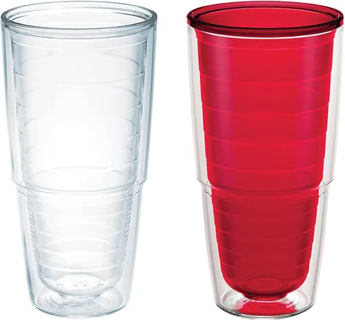Vista 37 de Tervis Vaso aislado de mesa transparente y colorido fabricado en Estados Unidos con doble pared, taza de viaje que mantiene las bebidas frías