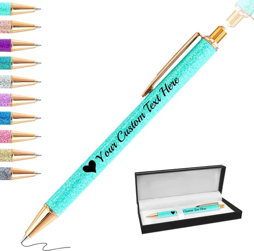 Vista 55 de Bolígrafos con purpurina personalizados con nombre, bolígrafos bonitos y bonitos personalizados, bolígrafos retráctiles de tinta negra, suministros