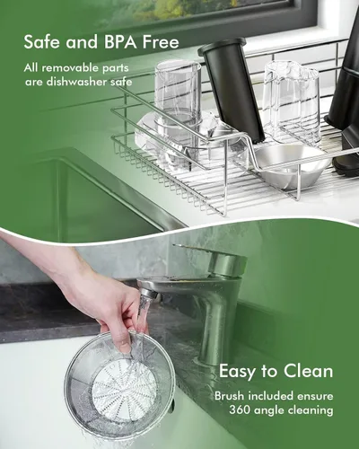 Vista 7 de Exprimidor centrífugo compacto SIFENE de 800 W para productos enteros, canal de 3.2 pulgadas de ancho stainless steel filter, dishwasher-safe