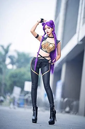Vista 4 de LOL KDA Cosplay traje KDA Kaisa Cosplay traje juego Kaisa traje Fullsets KDA grupo LOL personaje porque con guantes