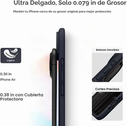 Vista 4 de Supdeal Funda de silicona líquida para iPhone Air - [Protección total para la cámara] [Forro de microfibra suave antiarañazos] Funda de teléfono