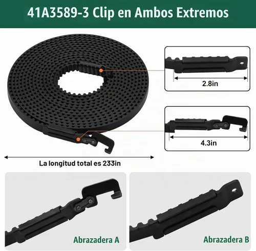 Vista 4 de 41A3589-3 - Cinturón de apertura de puerta de garaje para puerta de garaje de 7 pies compatible con Lift-Master, Chamberlain, Craftsman, abridor