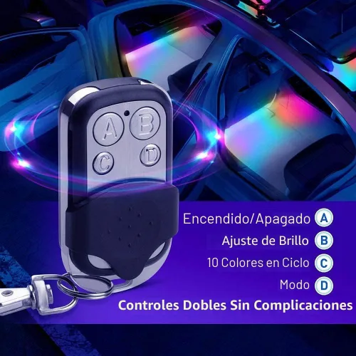 Vista 5 de Govee Luces de coche, luces interiores inteligentes RGBIC para el interior del automóvil con aplicación, control remoto, luces LED para decoración