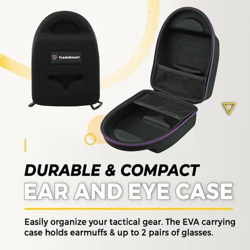 Vista 5 de TradeSmart All-in-One Shooting Ear Protection - Comfort+ NRR 28 Earmuffs, Glasses & Earplugs + Carry Case