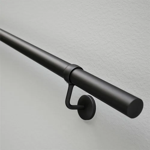 Vista 10 de ROTHLEY Pasamanos de escalera de tubo, barandillas de metal de 3 pies, barandillas de acero con recubrimiento en polvo negro para escalones