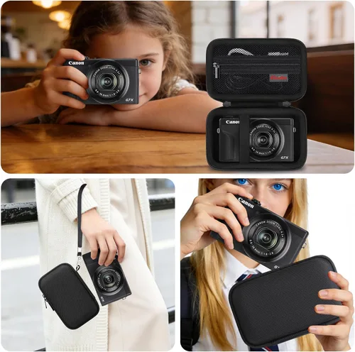 Vista 7 de Elonbo Funda para cámara digital Canon PowerShot G7 X Mark III/G7 X Mark II/Canon Powershot SX740 HS/ SX730 HS/ SX720 HS - Funda de transporte