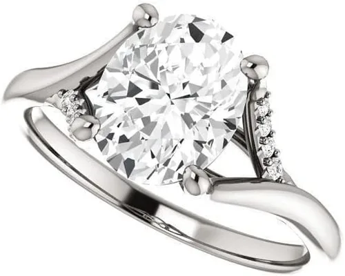 Vista 4 de Anillo ovalado de moissanita con estrella de moissanita de 5 quilates, anillo de compromiso de moissanita, juego de anillos nupciales de moissanita