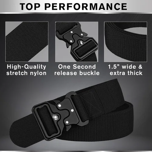 Vista 3 de TECEUM Tactical Belt – Heavy-Duty & Quick Release – Military, Work, Rigger, Duty & Utility Belt for Men