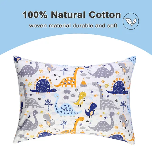 Vista 5 de Paquete de 2 fundas de almohada para niños pequeños, 100% algodón de 14 x 19 pulgadas, se adapta a almohadas de ropa de cama de niños pequeños de 14