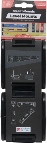 Vista 6 de Soporte universal de nivel StealthMounts negro delgado Clips de almacenamiento de nivel con bloqueo para todas las marcas (paquete de 2)