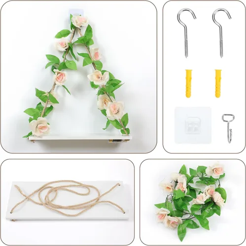 Vista 5 de JOPSTDI Estantes flotantes para pared, decoración de pared de plantas, estante colgante, decoración de núcleo de cabaña, decoración estética