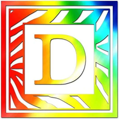 Vista 5 de Zebra Decorative D Initial - Vinyl Decal Sticker - 3.75" x 3.75" - Black Negro