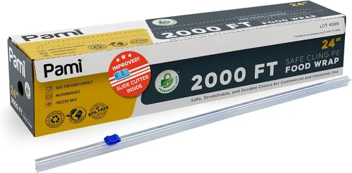 Vista 6 de PAMI Envoltura de plástico para alimentos de 12 pulgadas x 2000 pies con cortador deslizante, película elástica segura, sin BPA, apta