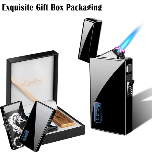 Vista 8 de Black Dragon - Encendedor de arco y butano 2 en 1, linterna de llama de chorro, recargable por USB, resistente al viento, recargable para barbacoas