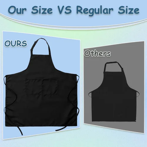 Vista 2 de King Mills Delantales de cocina unisex de talla grande 1 paquete con bolsillos, ideal para XL XXL o cintura W38+. Extra grande y largo.