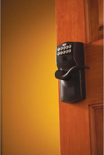 Vista 5 de SCHLAGE FE595VCAM716ACC FE595VCAM/ACC 716 cerradura de teclado para puerta, con manija Accent, flexible, bronce envejecido