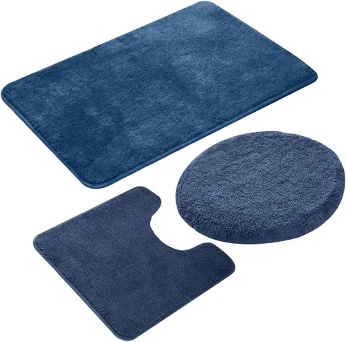 Vista 8 de Juego de 3 piezas de alfombras de baño, alfombrillas antideslizantes para pisos, alfombrilla ultra suave, absorbente y cómoda en forma de U