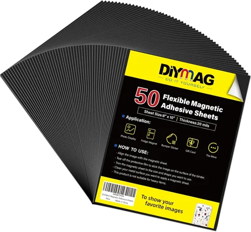Vista 10 de DIYMAG Imanes para tarjetas de visita de 3.5 x 2 pulgadas, 45 paquetes de láminas magnéticas flexibles con adhesivo despegable y pegajoso, imán