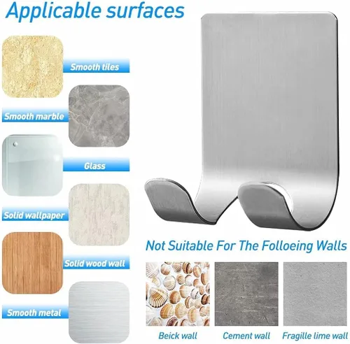 Vista 6 de Soporte impermeable para maquinilla de afeitar para ducha, ganchos autoadhesivos resistentes, ganchos para toallas de acero inoxidable 304