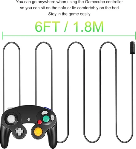 Vista 4 de Paquete de 4 cables de extensión de controlador NGC de 6 pies para Nintendo WiiGamecube