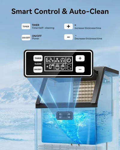 Vista 4 de Máquina de hielo comercial, produce 100 libras por día, 45 cubos en 15 minutos, máquina de hielo debajo del mostrador con almacenamiento de 33