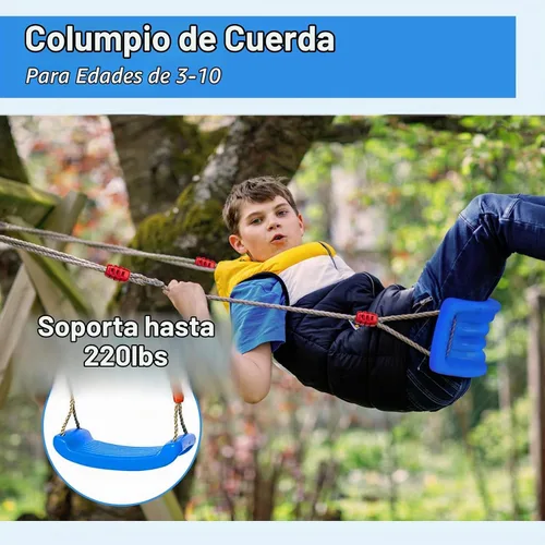 Vista 4 de IFOYO Asiento de columpio de árbol, accesorios para niños, patio de juegos al aire libre e interior, azul