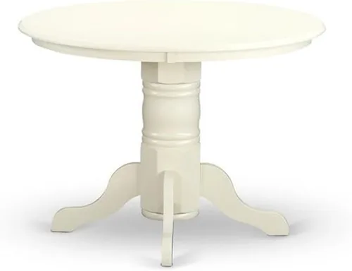 Vista 3 de East West Furniture SHDR5-LWH-07 - Juego de mesa y sillas de cocina de 5 piezas, incluye una mesa de comedor redonda con pedestal y 4 sillas